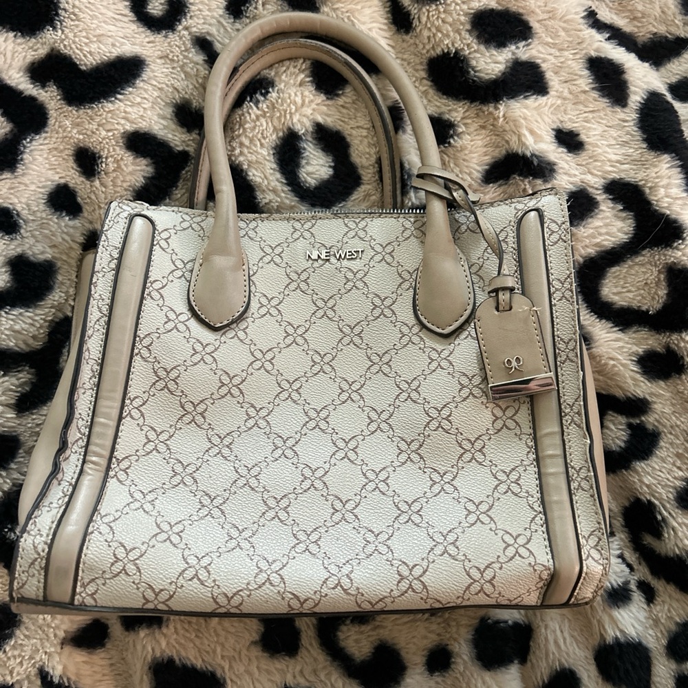 Nine West Cream and Tan Satchel